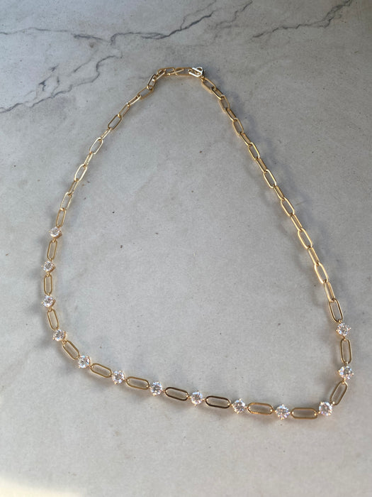 14K 4.40 CTW Lab Diamond Paperclip Necklace