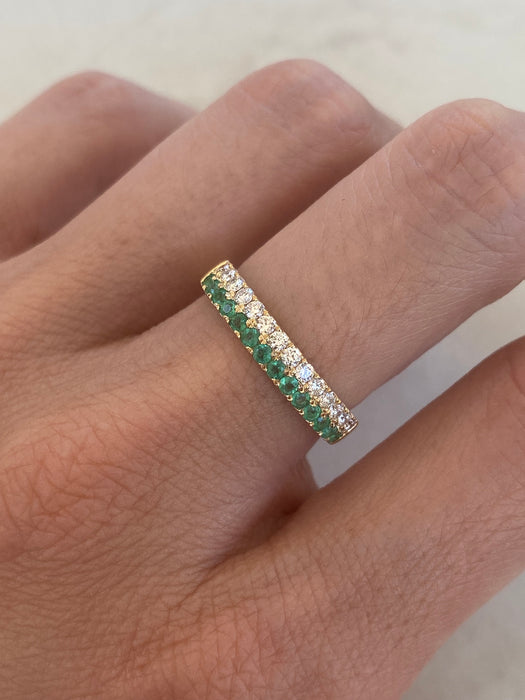 14K Natural Emerald & Diamond Ring