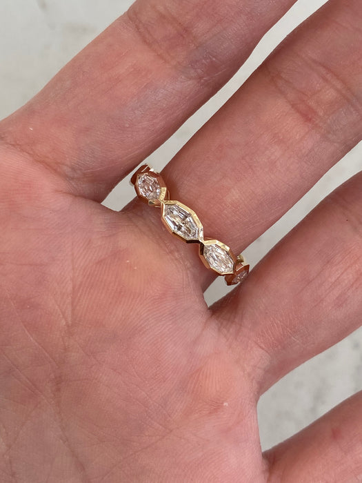 14K Gold 2.40 Carat Step-Cut Marquise Lab Diamond Eternity Ring