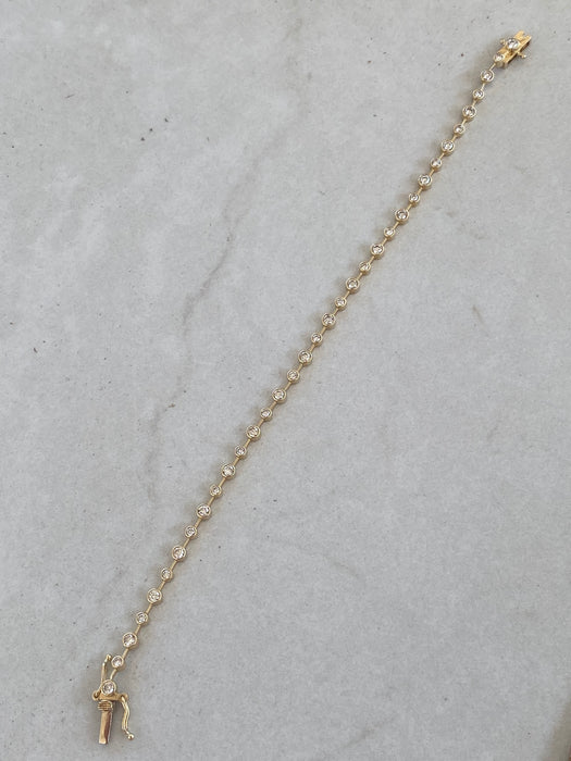 14K Natural Diamond Alternating Bezel-Set Bracelet