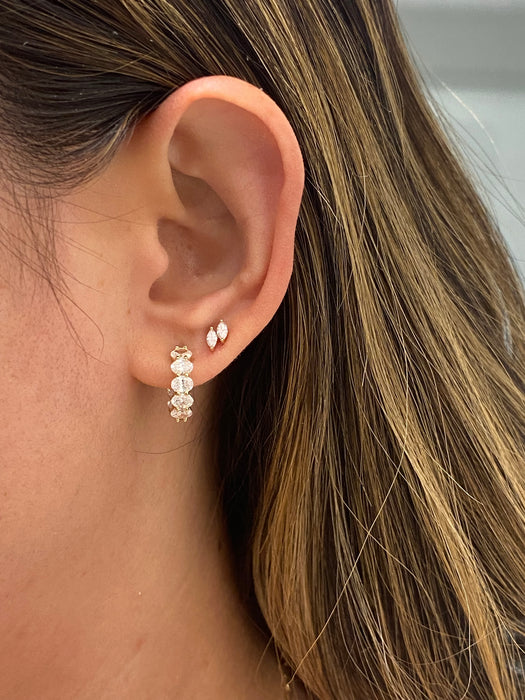 14K Gold 2.4 TCW Lab Diamond Oval Inside-Out Huggie Earrings