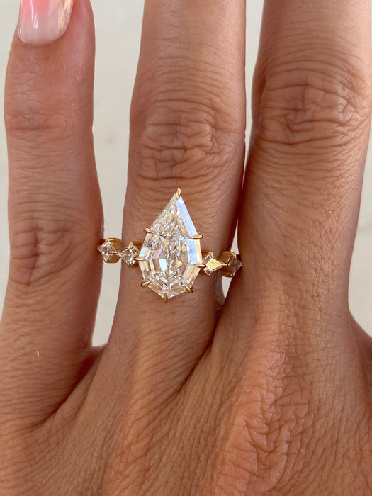 14K 3.51 TCW Step-Cut Pear Lab Diamond Ring