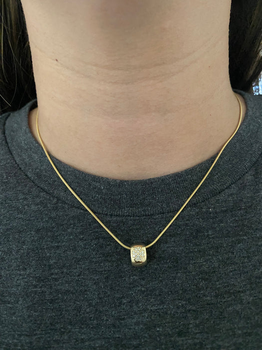 14k diamond flower rectangle slider charm