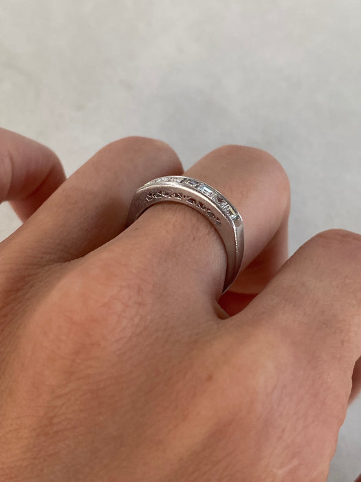 Vintage Platinum 900 Asscher Cut Diamond Ring