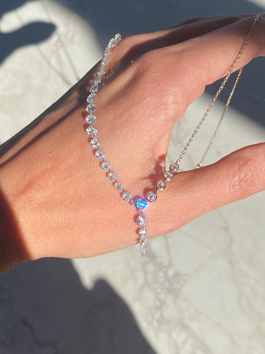 14K 6.7 TCW Lab Diamond Lariat Necklace