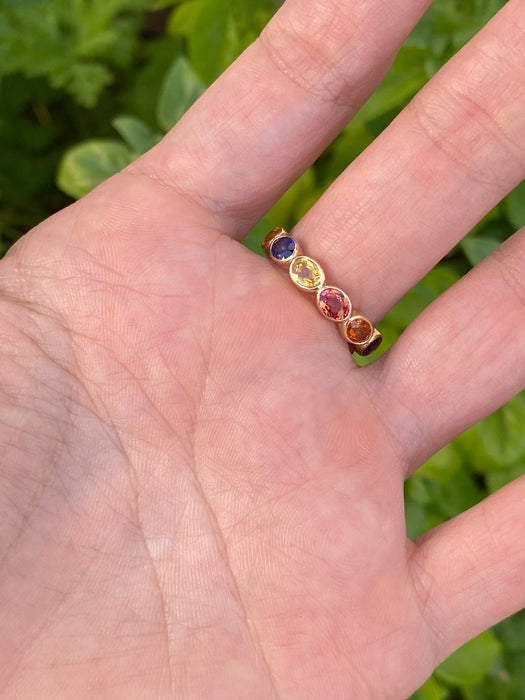 14K Gold 3.8 Carat Sapphire Eternity Ring