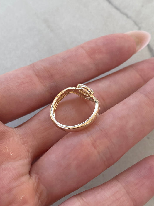 14K Gold Wavy Diamond Band with Flush-Set Marquise & Round Diamonds