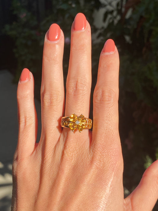 14k citrine flower diamond ring size 7
