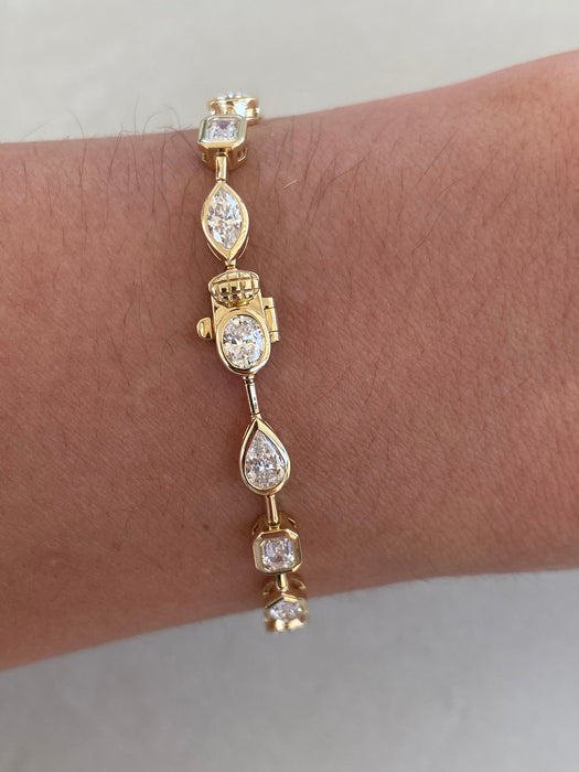 14K Gold Multi-Shape Bezel Set Lab Diamond Tennis Bracelet