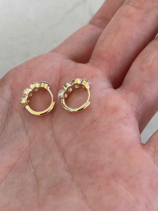 14K 1.36 TCW Lab Diamond Invisible Set Huggie Earrings