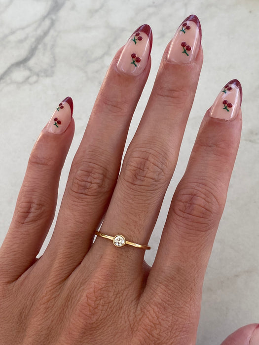 14K Gold Bezel-Set Lab Diamond Solitaire Ring