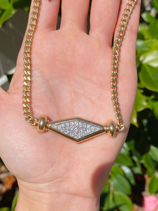 14k diamond curb necklace 16”