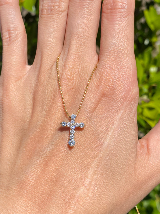 Vintage 18K Gold Diamond Cross Pendant