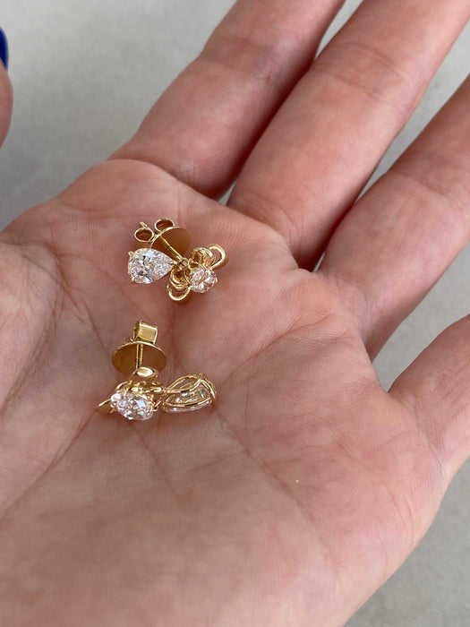 14K 1.8 TCW Lab Diamond Bow & Pear Drop Earrings