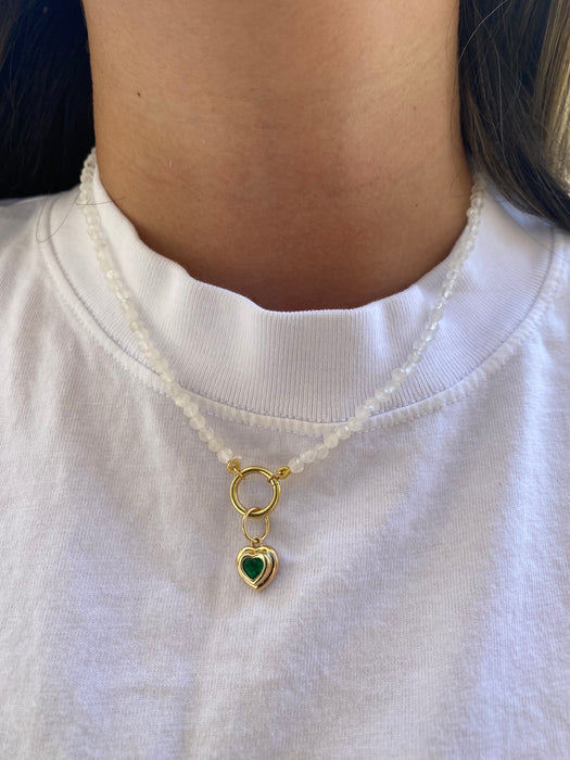 14K Gold Moonstone Beaded Necklace