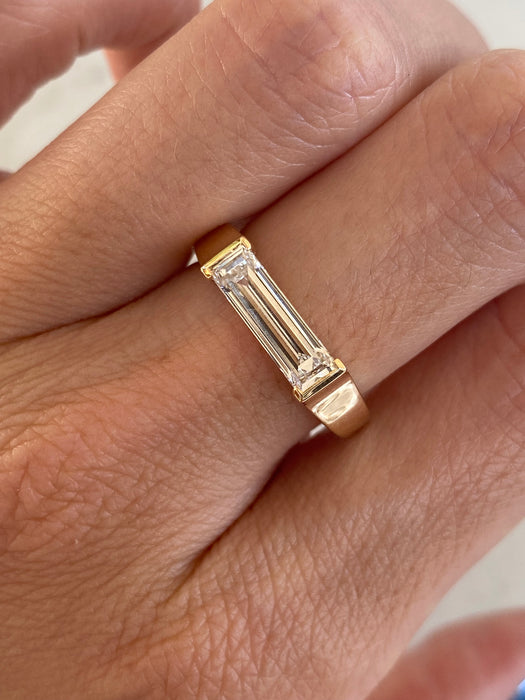 14K 1.15 CTW Baguette Lab Diamond Ring- IGI certified