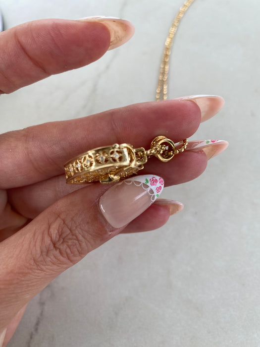 Vintage 18K Gold Natural Diamond Purse Articulating Charm