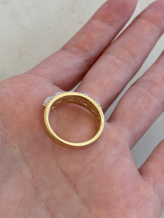 14K Gold Opal & Diamond Ring Size 6.5