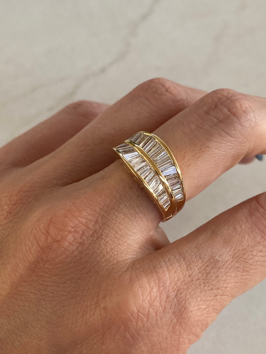 Vintage 18K Gold Double Baguette Diamond Ring – 1.52 TCW