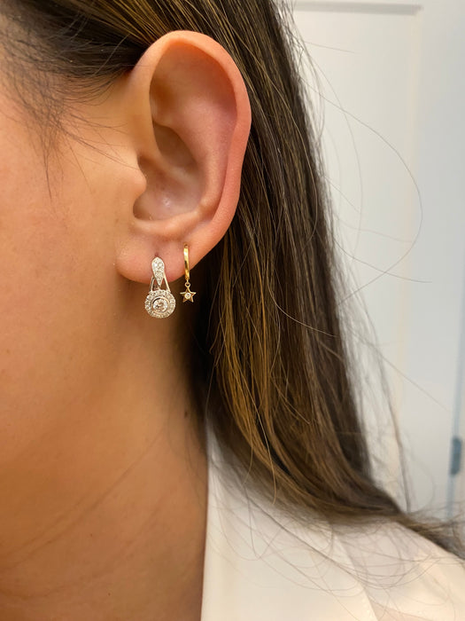 14k white gold diamond huggie earrings