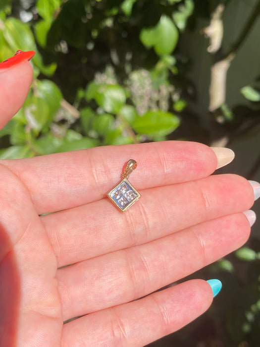 14k princess cut diamond pendant