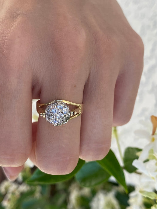 14k CZ ball spinner ring size 7.25