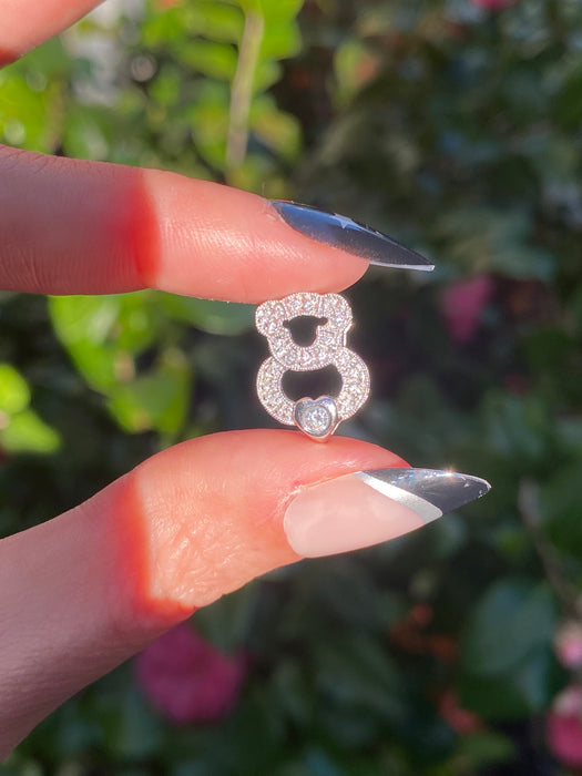Vintage 18K White Gold Diamond Bead Slider Charm