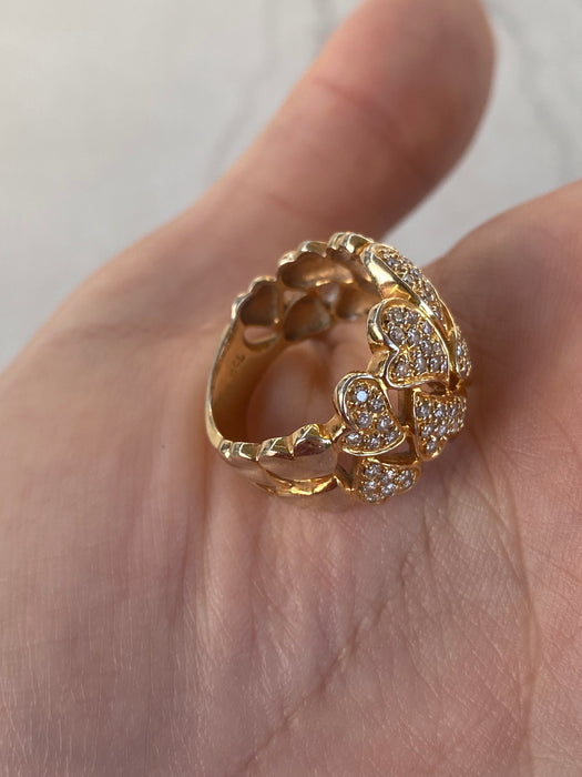 Vintage 18K Gold Heart Cluster Ring