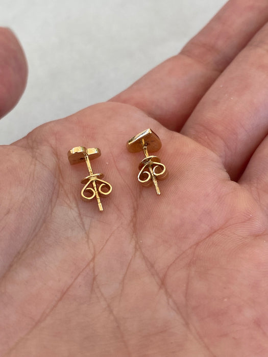 14K Gold White Enamel Diamond Heart Stud Earrings