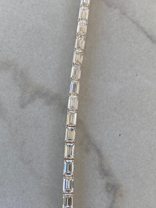 14K Yellow Gold Emerald Cut Lab Diamond Tennis Bracelet | 7.1 Carat