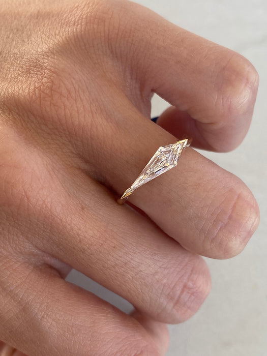 14K Step-Cut Elongated Kite Lab Diamond Ring