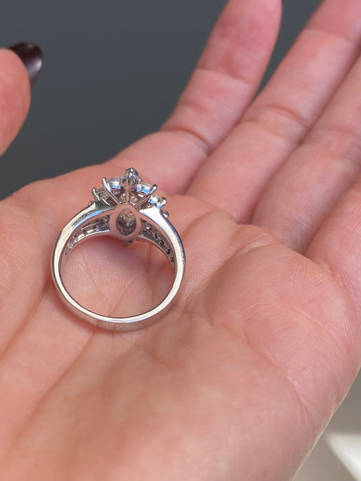 Platinum 900 3.83 tcw marquise diamond ring size 7