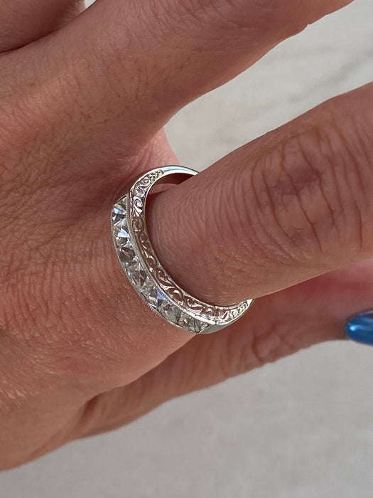 Antique French Platinum 850 French Cut Diamond Ring — Circa 1910