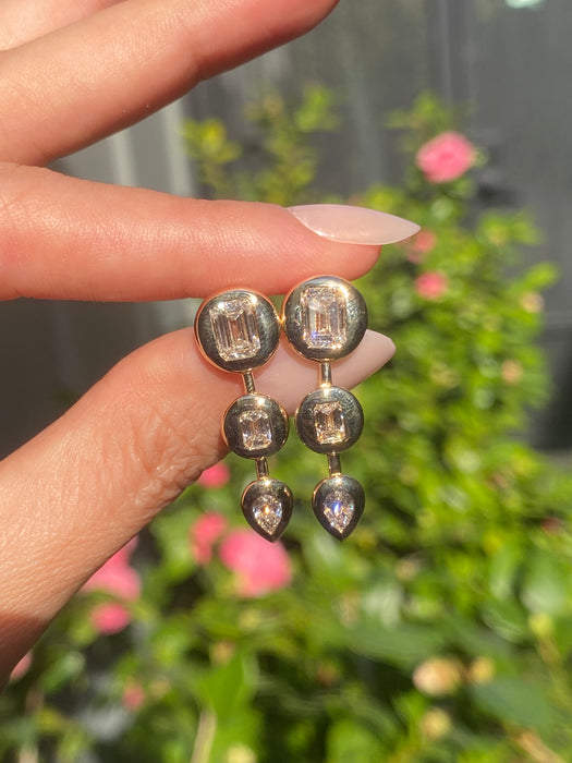 14k lab 2.2 carats diamond chunky bezel set earrings