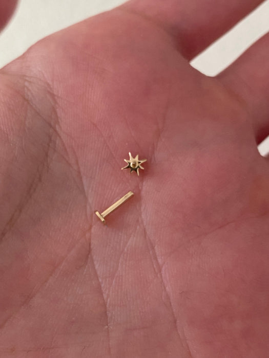 14K Gold Lab Diamond North Star Flat Back Screw-On Stud Earring | Single