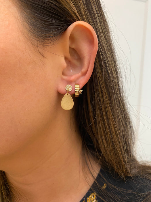 14k glitter disc diamond earrings
