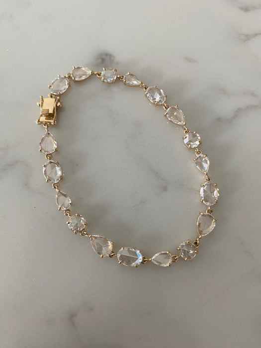 14K Yellow Gold Rose Cut Lab Diamond Tennis Bracelet – 7.2 CTW