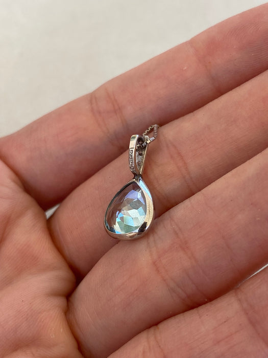 Vintage Platinum 850 Aquamarine & Diamond Pendant