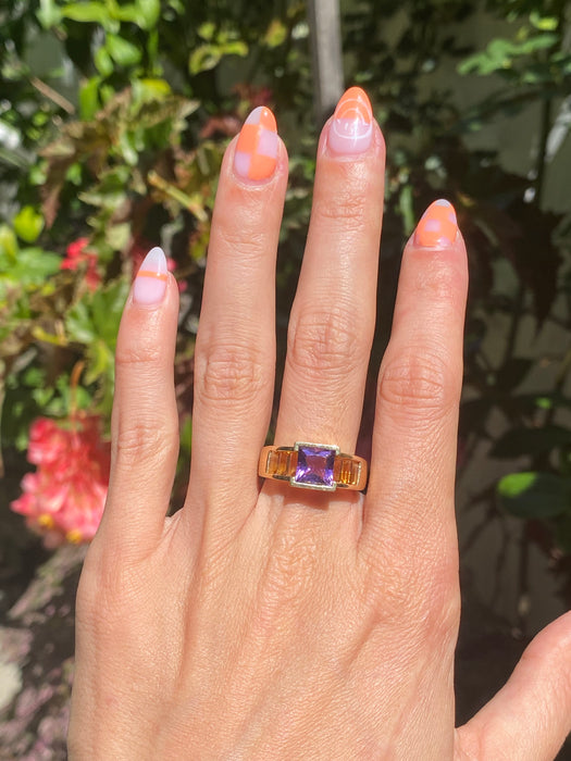 14k amethyst citrine heart ring size 7.25