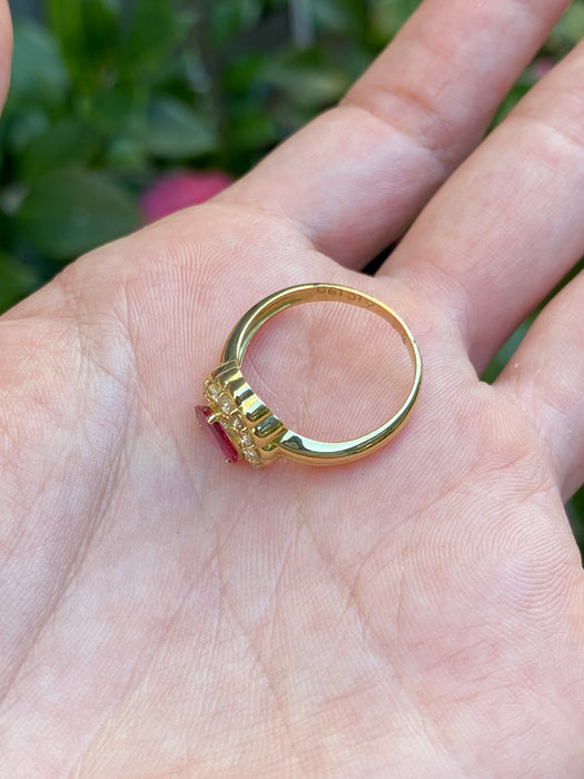 18k ruby diamond heart ring size 6.25