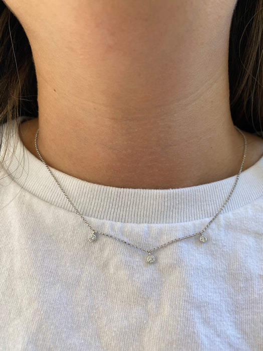 14K White Gold Lab Diamond Drop Necklace