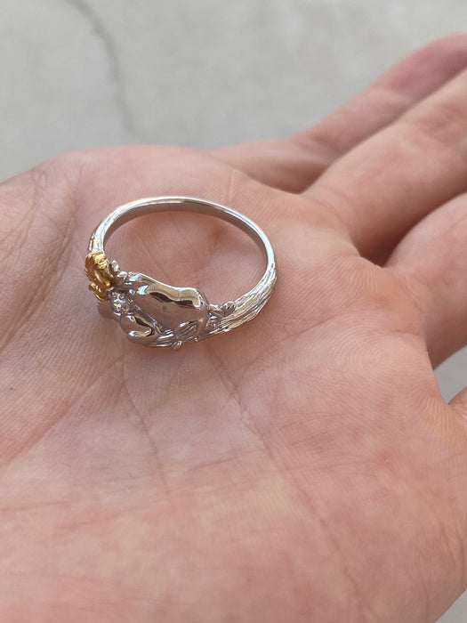 Vintage Platinum 999 Snoopy & Woodstock Ring