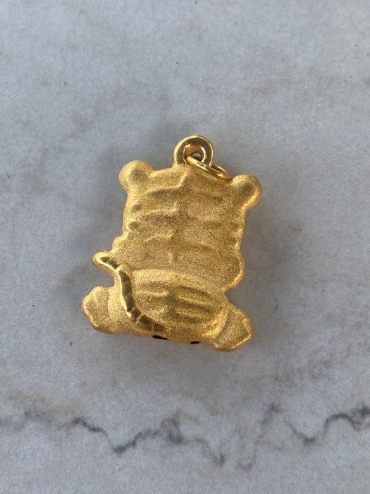Vintage 24K Gold 3D Tiger Charm