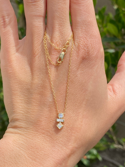 10K Yellow Gold Multi-Cut Lab Diamond Vertical Bar Necklace – 0.25 TCW