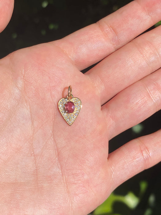 14k diamond gemstone heart pendant charm