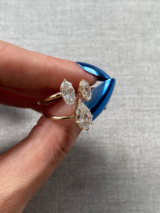 14K 3.15 TCW Step-Cut Lab Diamond Ring