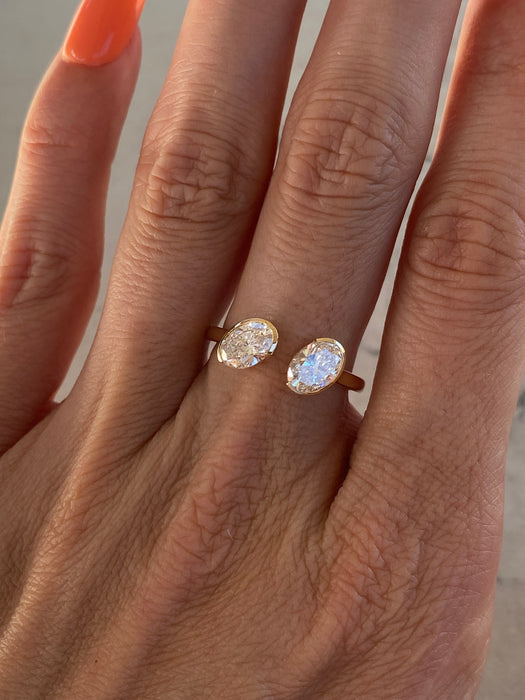 14K Gold Open 1.39 TCW Oval Lab Diamond Ring