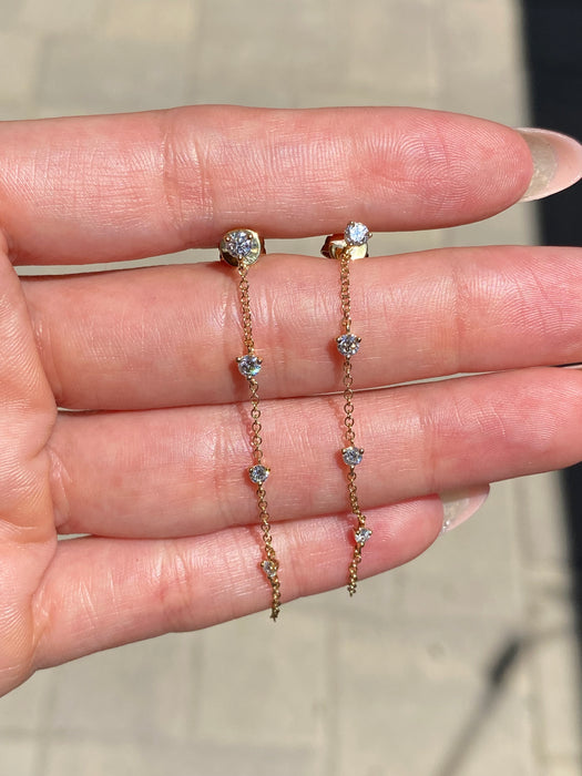 14K Gold Lab Diamond Drop Dangle Earrings