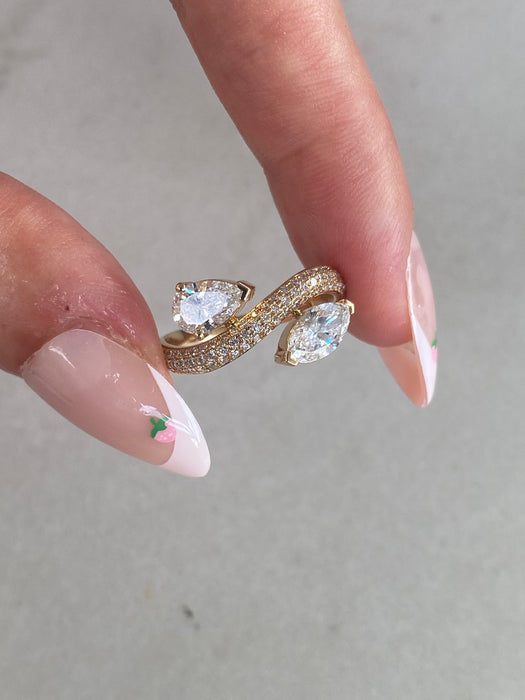 14K Wavy Bypass Lab Diamond Ring