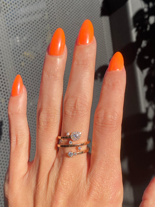 18K Rose Gold Diamond Triple Bypass Coil Ring by Penny Preville